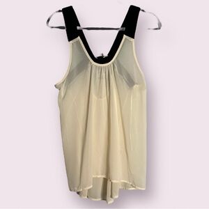Elodie Ivory and Black Sheer Sleeveless Top Large